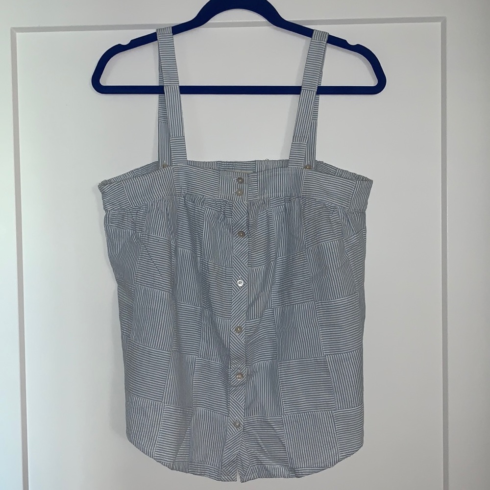 Vineyard Vines yarn dye patchwork button front ta… - image 1